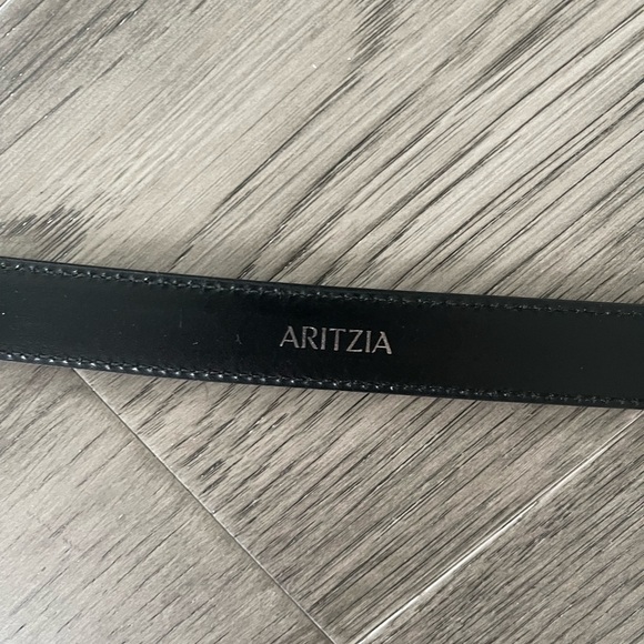 Aritzia Black Leather Belt with Polished Silver Buckle - Picture 6 of 6